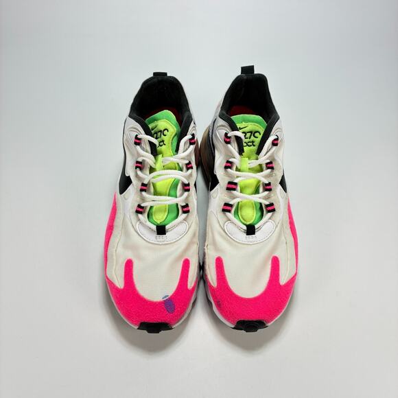Nike Air Max 270 React Hyper Pink White Lifestyle Shoes CJ0619-101 Women's Sz 8 - Picture 3 of 11
